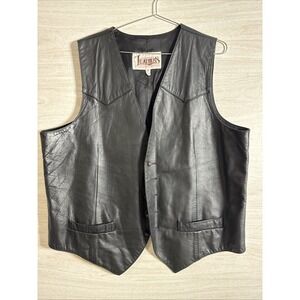 vintage Diamond Leathers black motorcycle vest Sz 48L